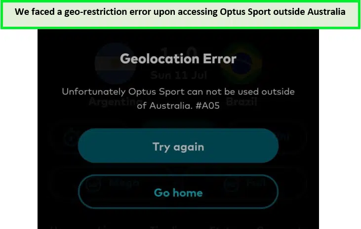 Optus Sport in Brazil Geo-Restriction Error