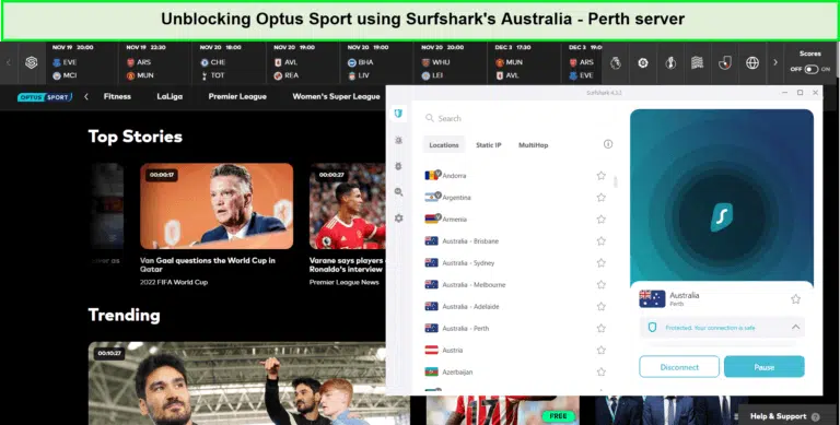 Watch Optus Sport in France with Surfshark
