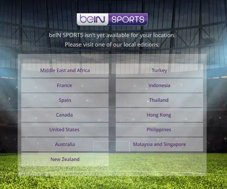 beIN Sports in Australia Geo-Restriction Error