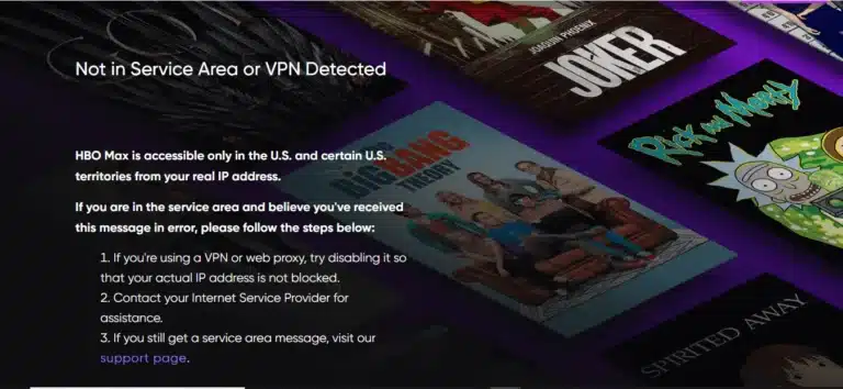 HBO Max Jamaica Geo-Restriction Error