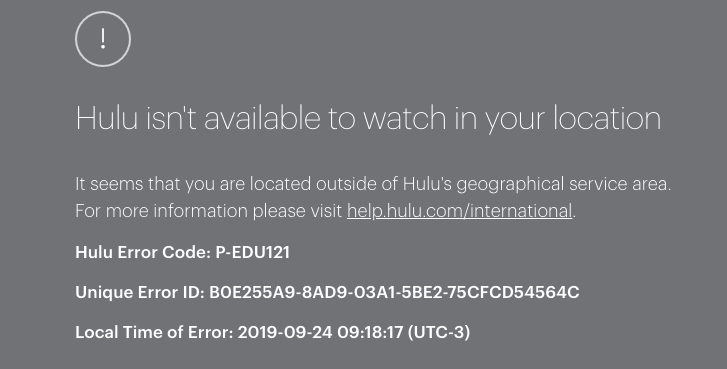 Hulu In Argentina Geo-Restriction Error